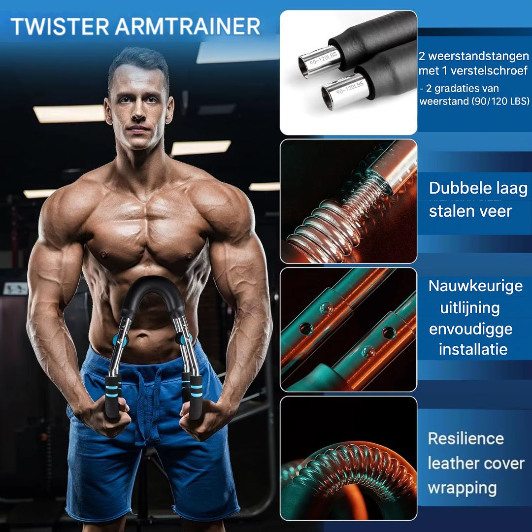 Versterk Je Armen en Borst Thuis – U-Shape Borst- en Pols Trainer met 3-niveaus Krachtinstelling: 20 kg - 25 kg - 30 kg🎁