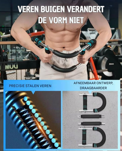 Versterk Je Armen en Borst Thuis – U-Shape Borst- en Pols Trainer met 3-niveaus Krachtinstelling: 20 kg - 25 kg - 30 kg🎁