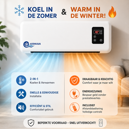 2-in-1 Wand Airco & Verwarming – Draagbaar + Gratis Cadeaus 🎁🔥